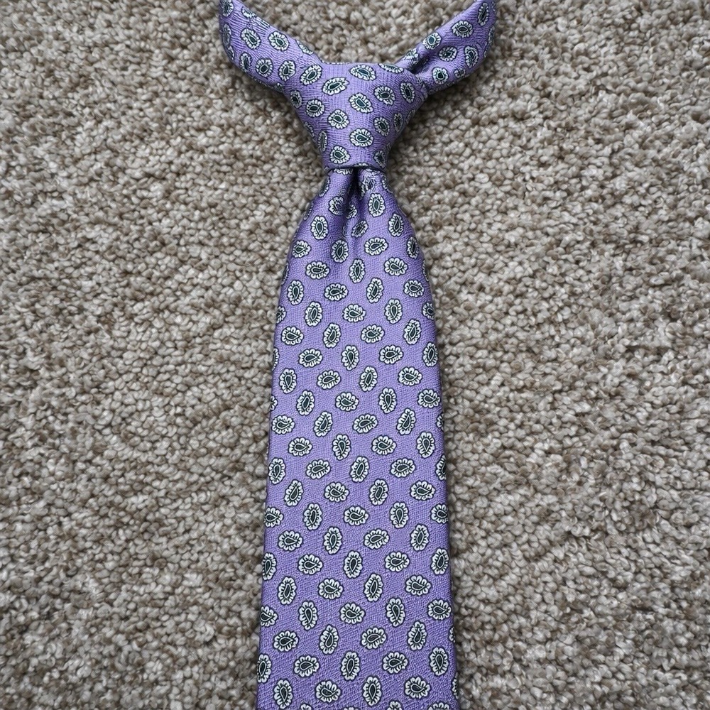 Mens Tie Bar Light Purple Silk Wedding Business‎ Small Paisley Pattern Necktie